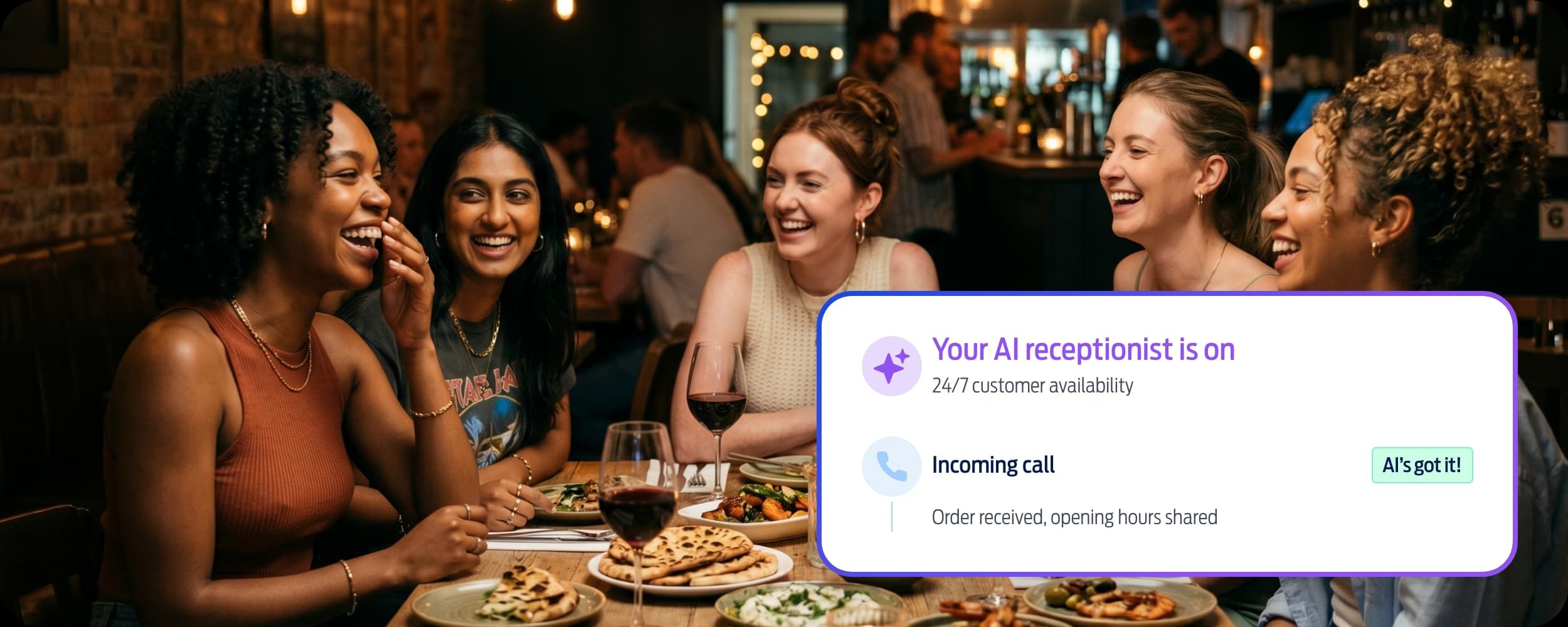 AI Receptionist answering a call outside of business hours, while the business owner relaxes.