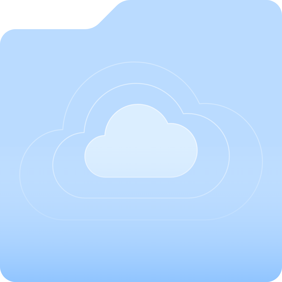 A cloud with lines radiating outwards, on a gentle blue backdrop