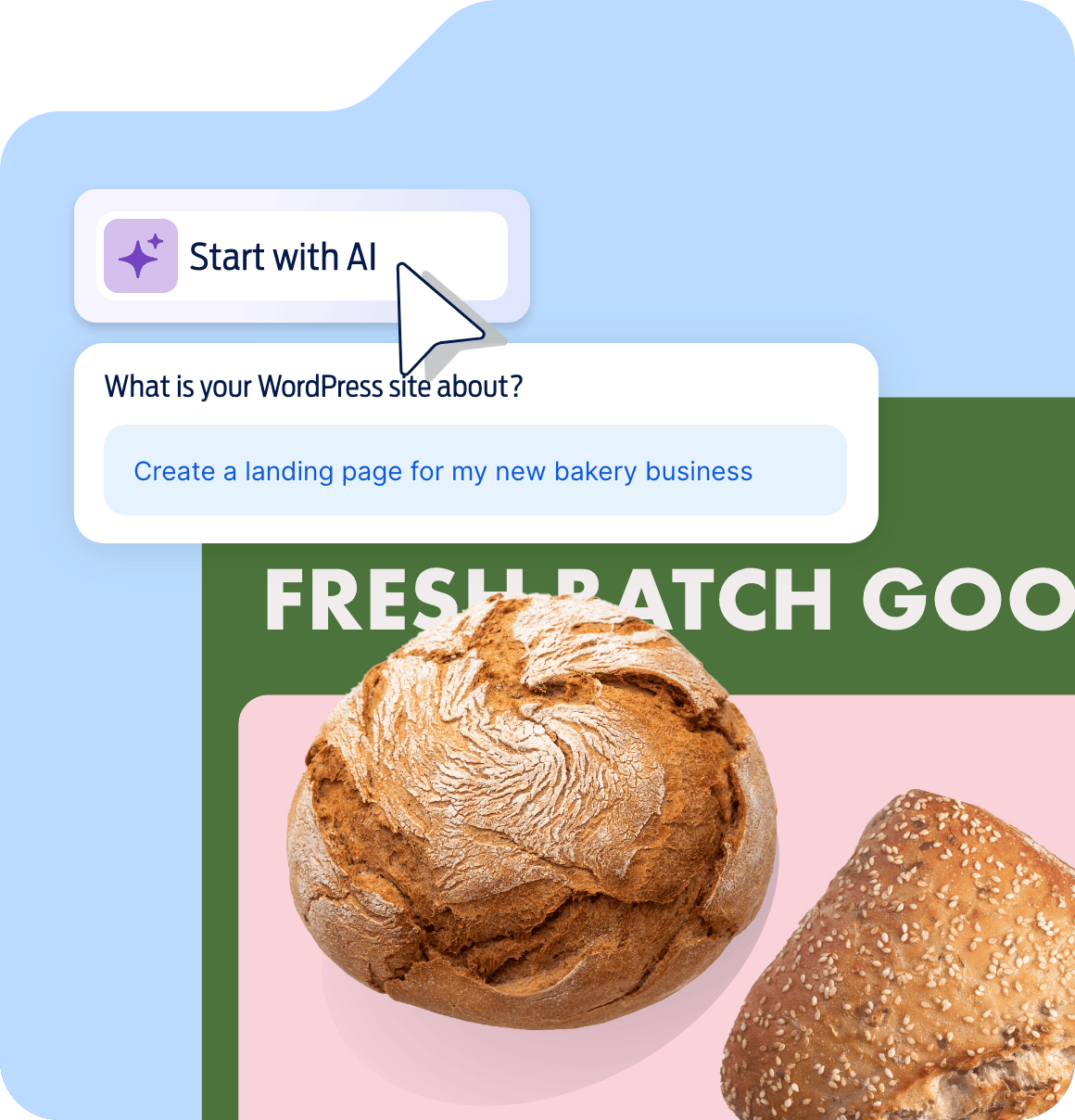 Screenshot of the AI site builder interface