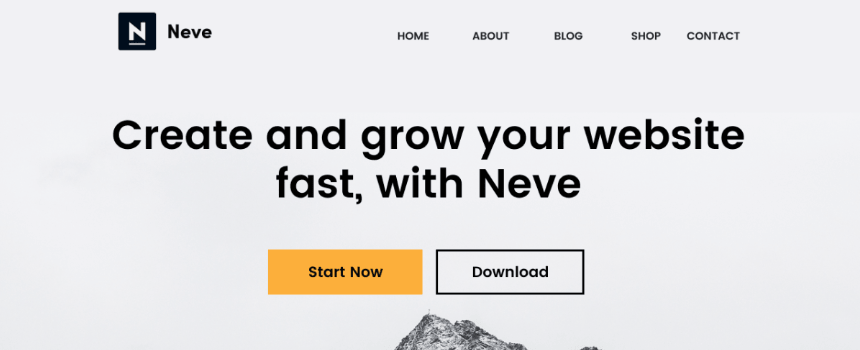 'Neve' WordPress theme example landing page design banner