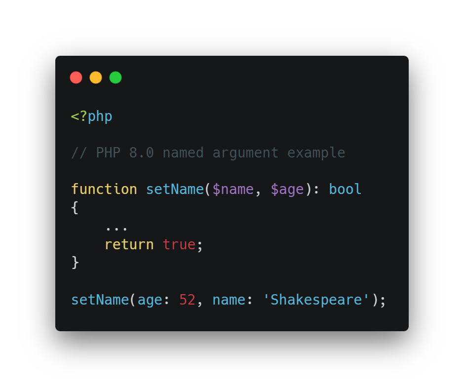 example code for named arguments